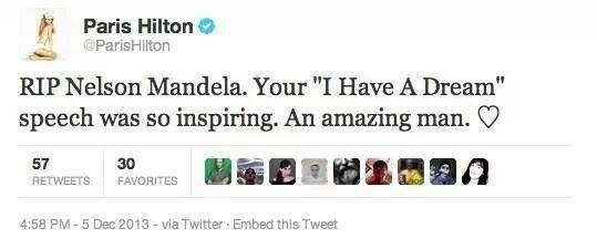 tweet fake paris hilton nelson mandela