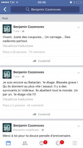 Facebook Benjamin Cazenoves ostaggio teatro Bataclan
